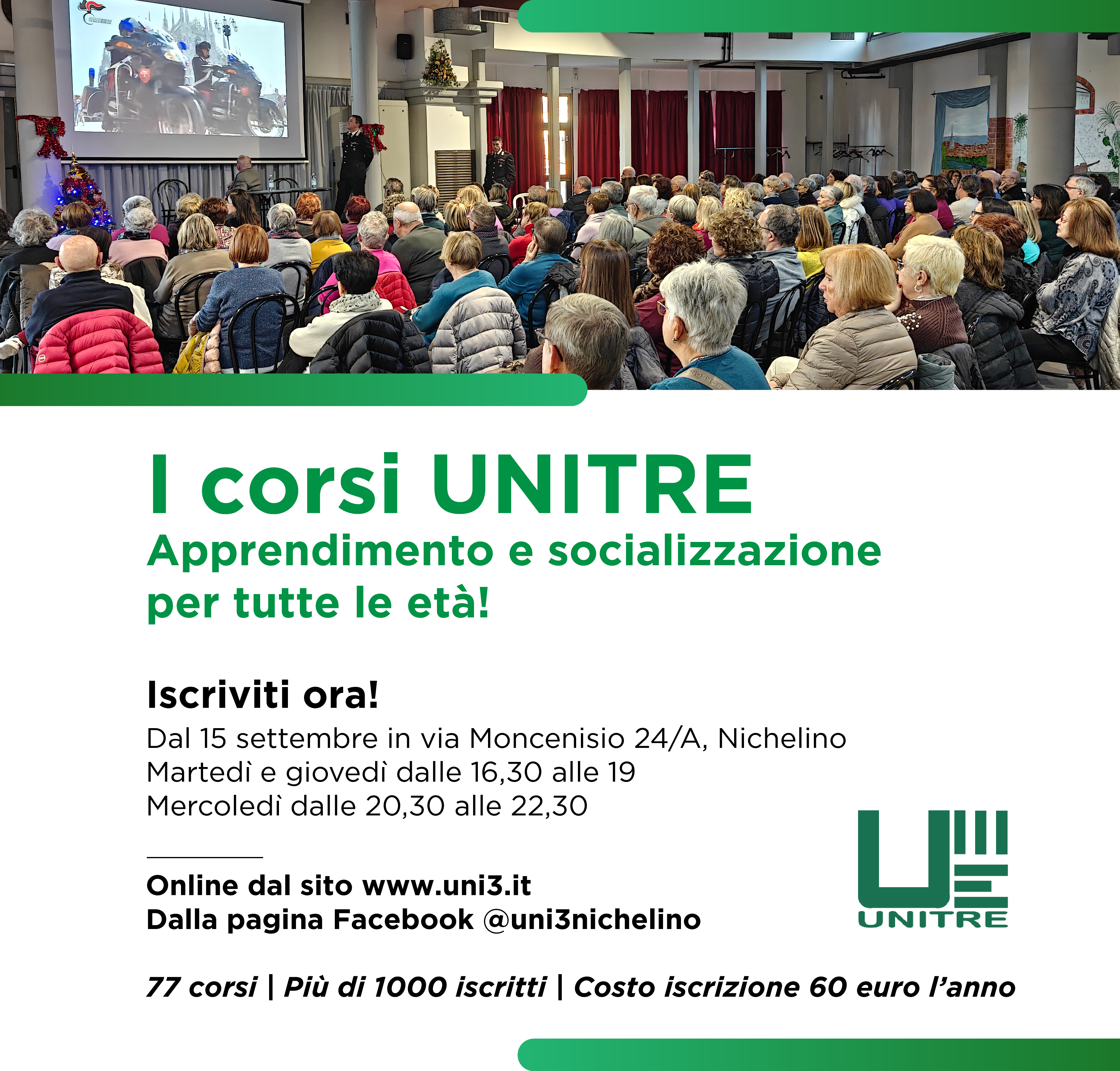 Iscrizioni dal 15 settembre 