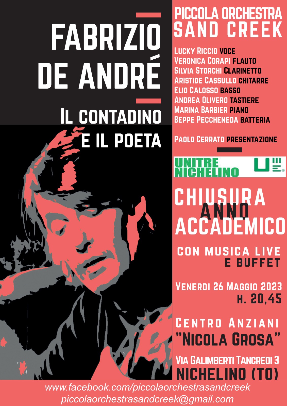 Si chiude venerdì 26 maggio con le musiche di De Andrè